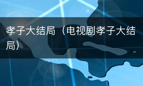 孝子大结局（电视剧孝子大结局）