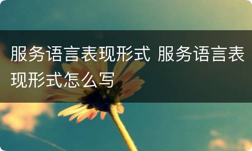 服务语言表现形式 服务语言表现形式怎么写