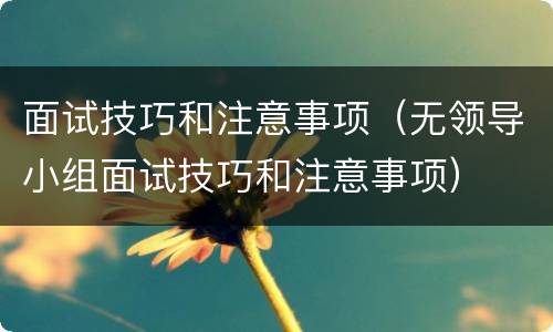 面试技巧和注意事项（无领导小组面试技巧和注意事项）