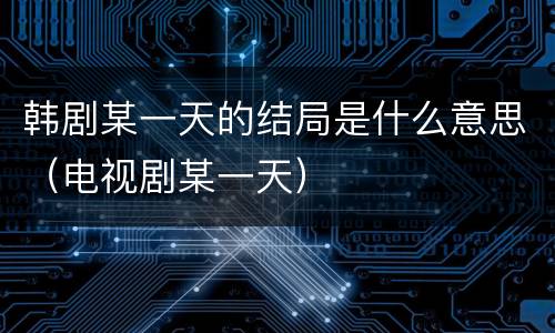 韩剧某一天的结局是什么意思（电视剧某一天）