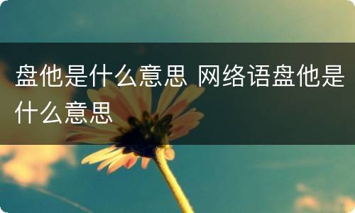 盘他是什么意思 网络语盘他是什么意思