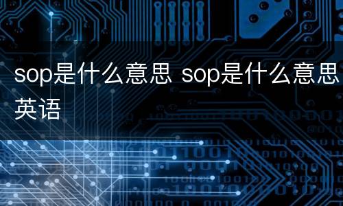 sop是什么意思 sop是什么意思英语