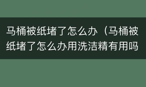 马桶被纸堵了怎么办（马桶被纸堵了怎么办用洗洁精有用吗）