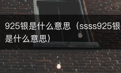 925银是什么意思（ssss925银是什么意思）