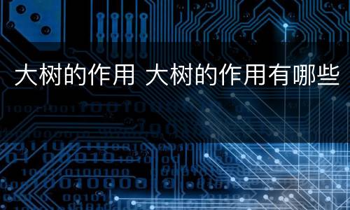 大树的作用 大树的作用有哪些