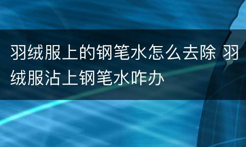 羽绒服上的钢笔水怎么去除 羽绒服沾上钢笔水咋办