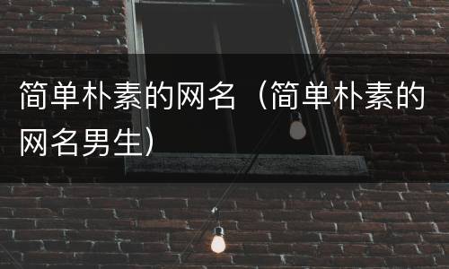 简单朴素的网名（简单朴素的网名男生）