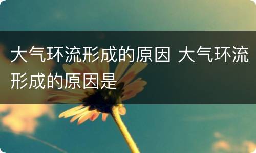 大气环流形成的原因 大气环流形成的原因是