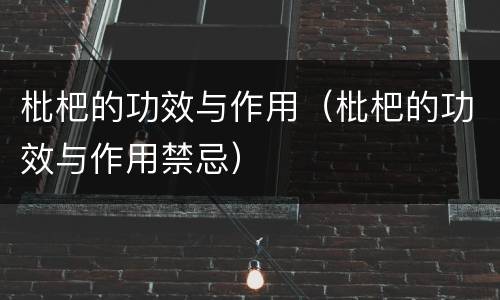 枇杷的功效与作用（枇杷的功效与作用禁忌）