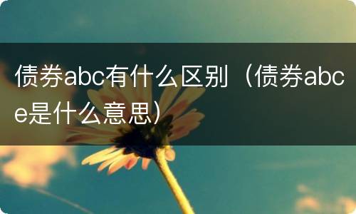 债券abc有什么区别（债券abce是什么意思）