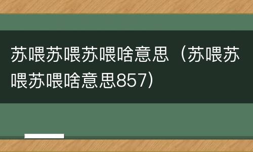 苏喂苏喂苏喂啥意思（苏喂苏喂苏喂啥意思857）