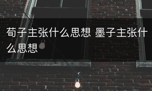 荀子主张什么思想 墨子主张什么思想
