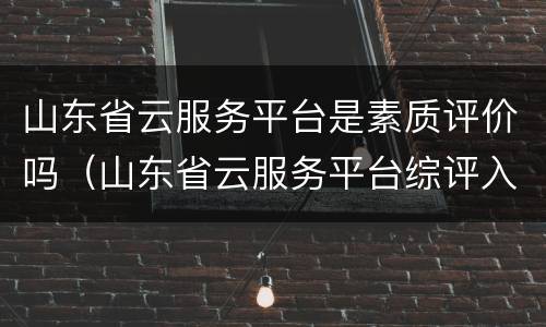 山东省云服务平台是素质评价吗（山东省云服务平台综评入口）
