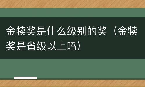 金犊奖是什么级别的奖（金犊奖是省级以上吗）