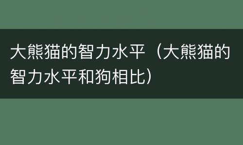 大熊猫的智力水平（大熊猫的智力水平和狗相比）
