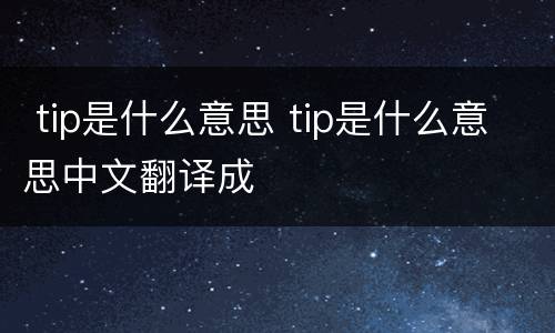  tip是什么意思 tip是什么意思中文翻译成