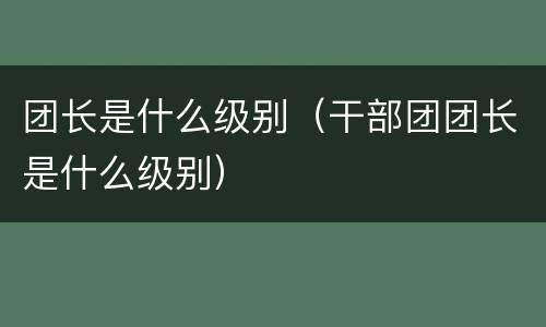 团长是什么级别（干部团团长是什么级别）