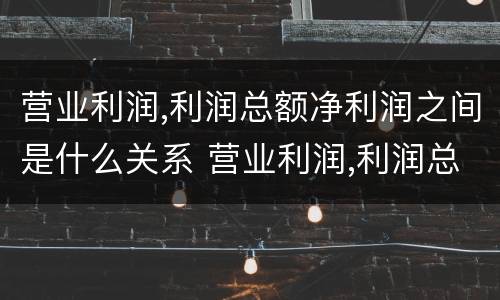 营业利润,利润总额净利润之间是什么关系 营业利润,利润总额,净利润之间的关系