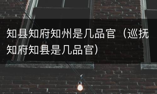 知县知府知州是几品官（巡抚知府知县是几品官）