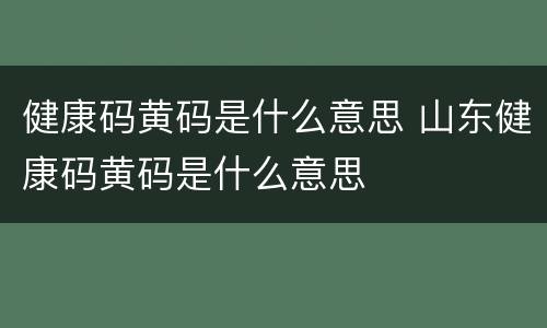 健康码黄码是什么意思 山东健康码黄码是什么意思
