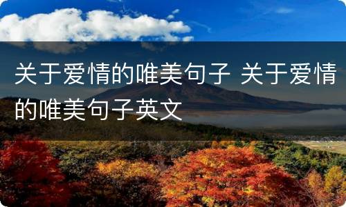 关于爱情的唯美句子 关于爱情的唯美句子英文