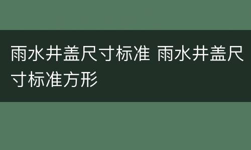 雨水井盖尺寸标准 雨水井盖尺寸标准方形