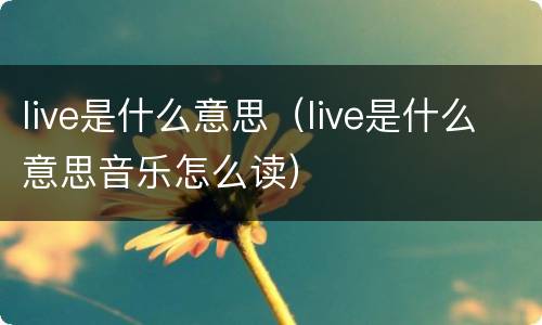 live是什么意思（live是什么意思音乐怎么读）