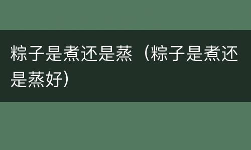 粽子是煮还是蒸（粽子是煮还是蒸好）