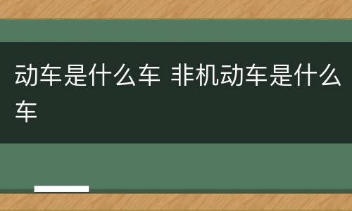 动车是什么车 非机动车是什么车