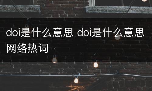 doi是什么意思 doi是什么意思网络热词