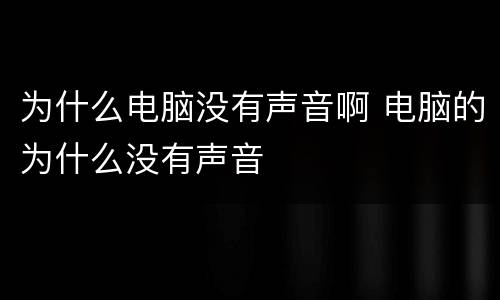 为什么电脑没有声音啊 电脑的为什么没有声音
