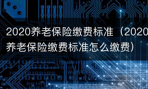 2020养老保险缴费标准（2020养老保险缴费标准怎么缴费）
