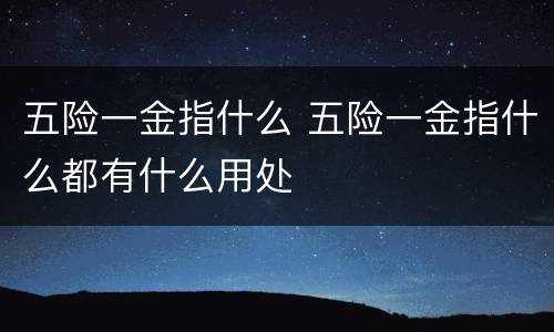 五险一金指什么 五险一金指什么都有什么用处