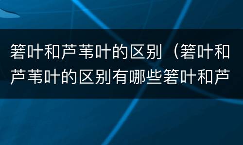 箬叶和芦苇叶的区别（箬叶和芦苇叶的区别有哪些箬叶和芦苇叶一样吗?）