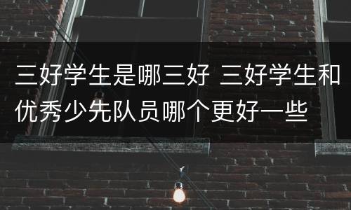 三好学生是哪三好 三好学生和优秀少先队员哪个更好一些