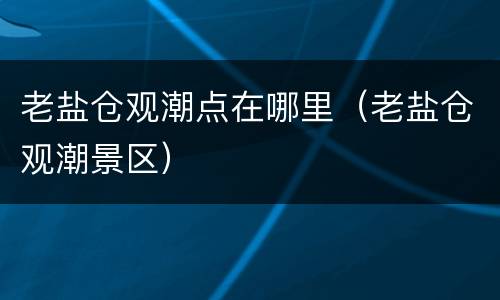 老盐仓观潮点在哪里（老盐仓观潮景区）