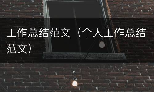 工作总结范文（个人工作总结范文）
