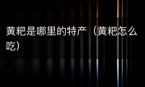 黄粑是哪里的特产（黄粑怎么吃）