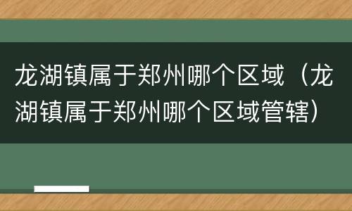 龙湖镇属于郑州哪个区域（龙湖镇属于郑州哪个区域管辖）