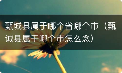 甄城县属于哪个省哪个市（甄诚县属于哪个市怎么念）