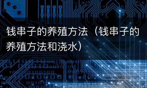 钱串子的养殖方法（钱串子的养殖方法和浇水）