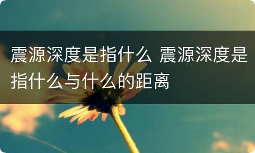 震源深度是指什么 震源深度是指什么与什么的距离