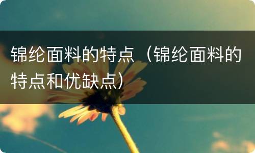 锦纶面料的特点（锦纶面料的特点和优缺点）