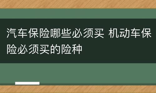 汽车保险哪些必须买 机动车保险必须买的险种