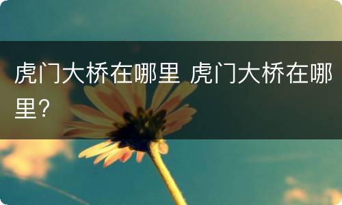 虎门大桥在哪里 虎门大桥在哪里?