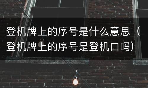 登机牌上的序号是什么意思（登机牌上的序号是登机口吗）
