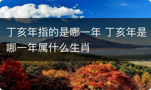 丁亥年指的是哪一年 丁亥年是哪一年属什么生肖