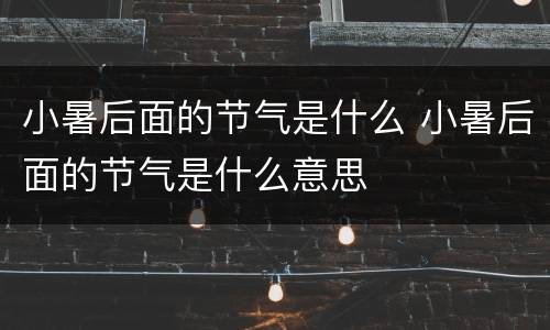小暑后面的节气是什么 小暑后面的节气是什么意思