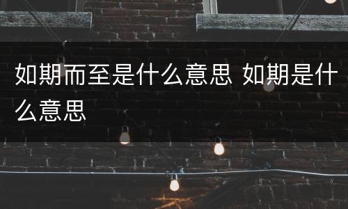 如期而至是什么意思 如期是什么意思