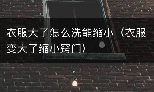 衣服大了怎么洗能缩小（衣服变大了缩小窍门）